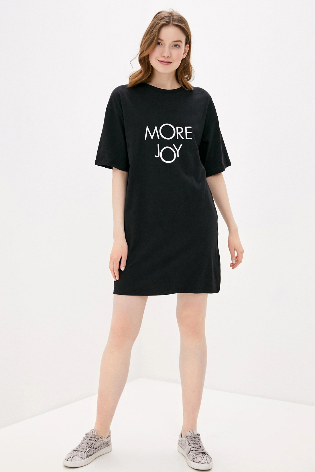 Платье-футболка с принтом (арт. baon B450062), размер XXL, цвет черный Платье-футболка с принтом (арт. baon B450062) - фото 4