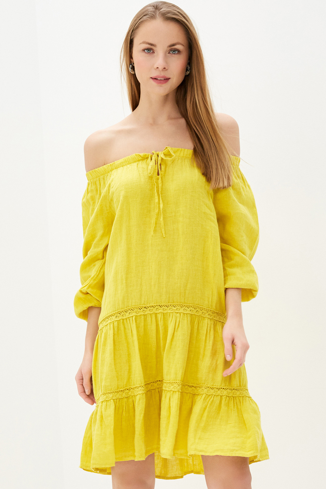 Платье (арт. baon B450073), размер XL, цвет желтый Платье (арт. baon B450073) - фото 4