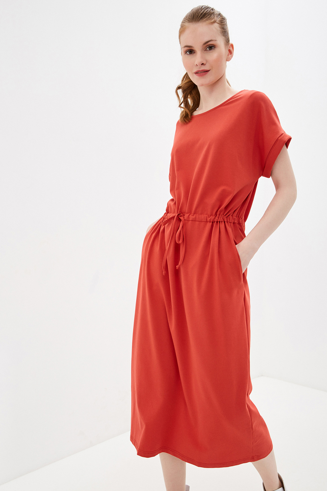 Трикотажное платье (арт. baon B450082), размер XS, цвет красный Трикотажное платье (арт. baon B450082) - фото 4