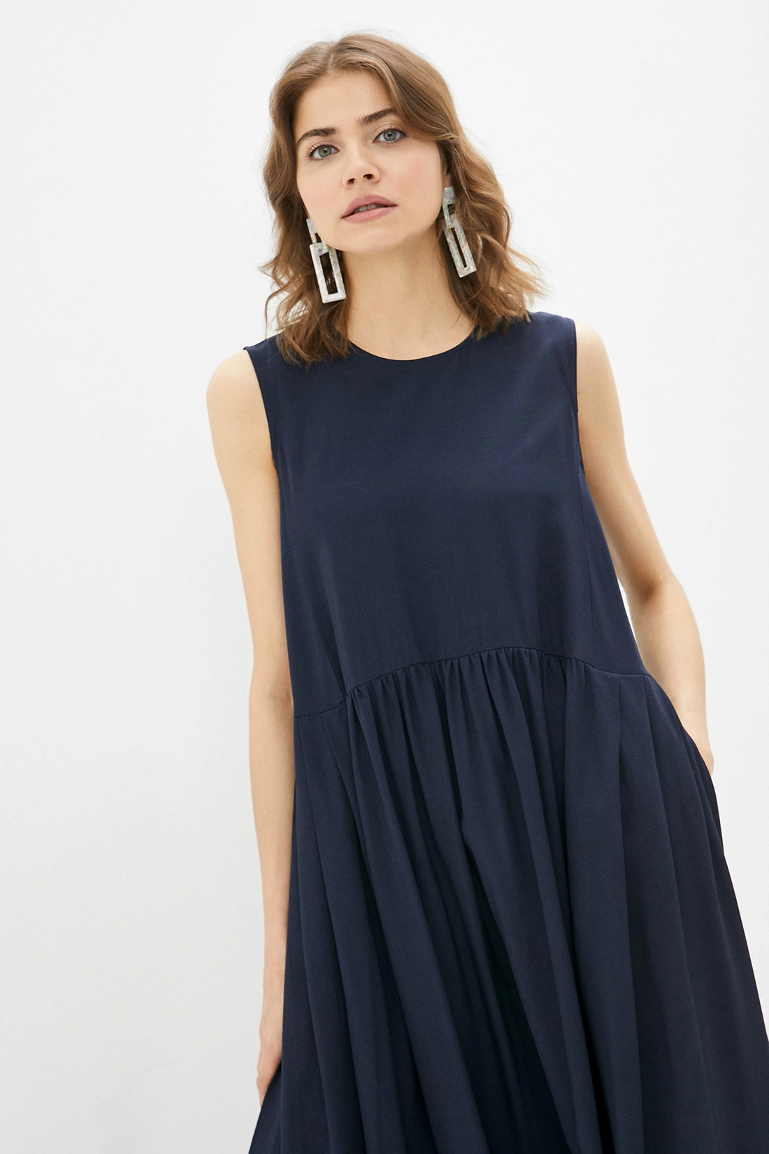 Платье (арт. baon B451071), размер XL, цвет синий Платье (арт. baon B451071) - фото 4
