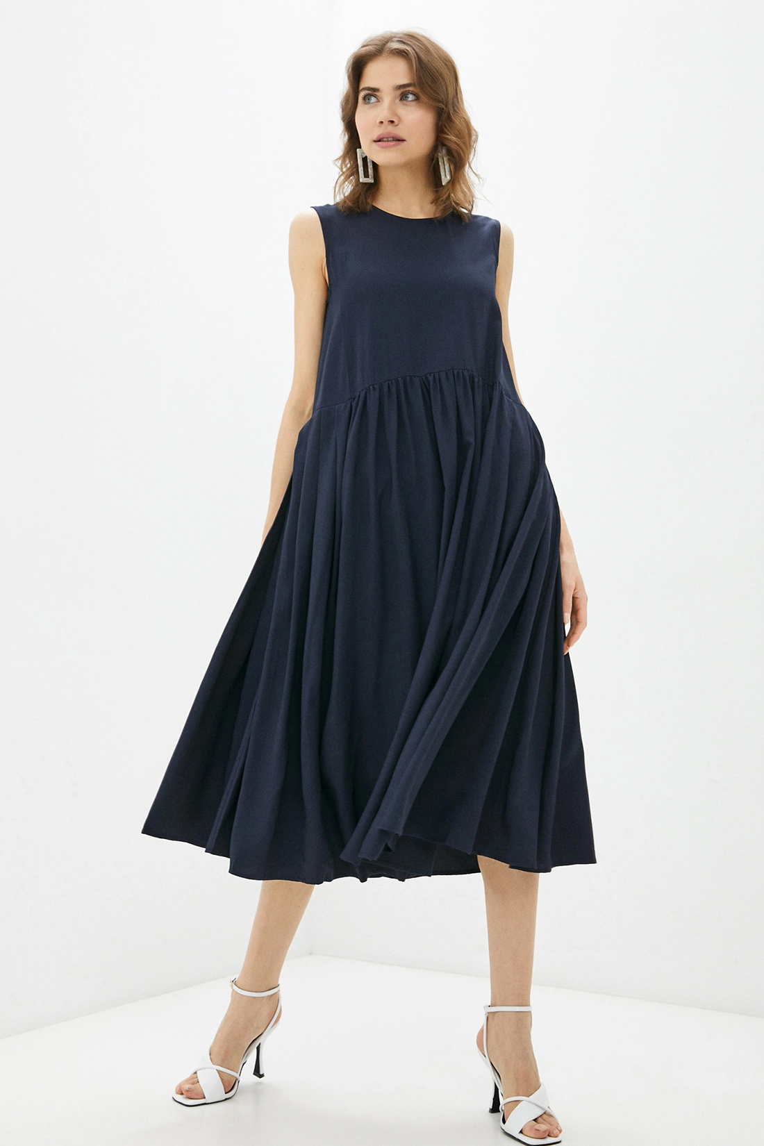 Платье (арт. baon B451071), размер XL, цвет синий Платье (арт. baon B451071) - фото 1
