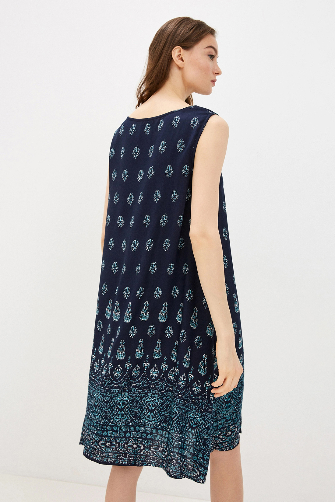 Платье (арт. baon B451093), размер XS, цвет dark navy printed#синий Платье (арт. baon B451093) - фото 2