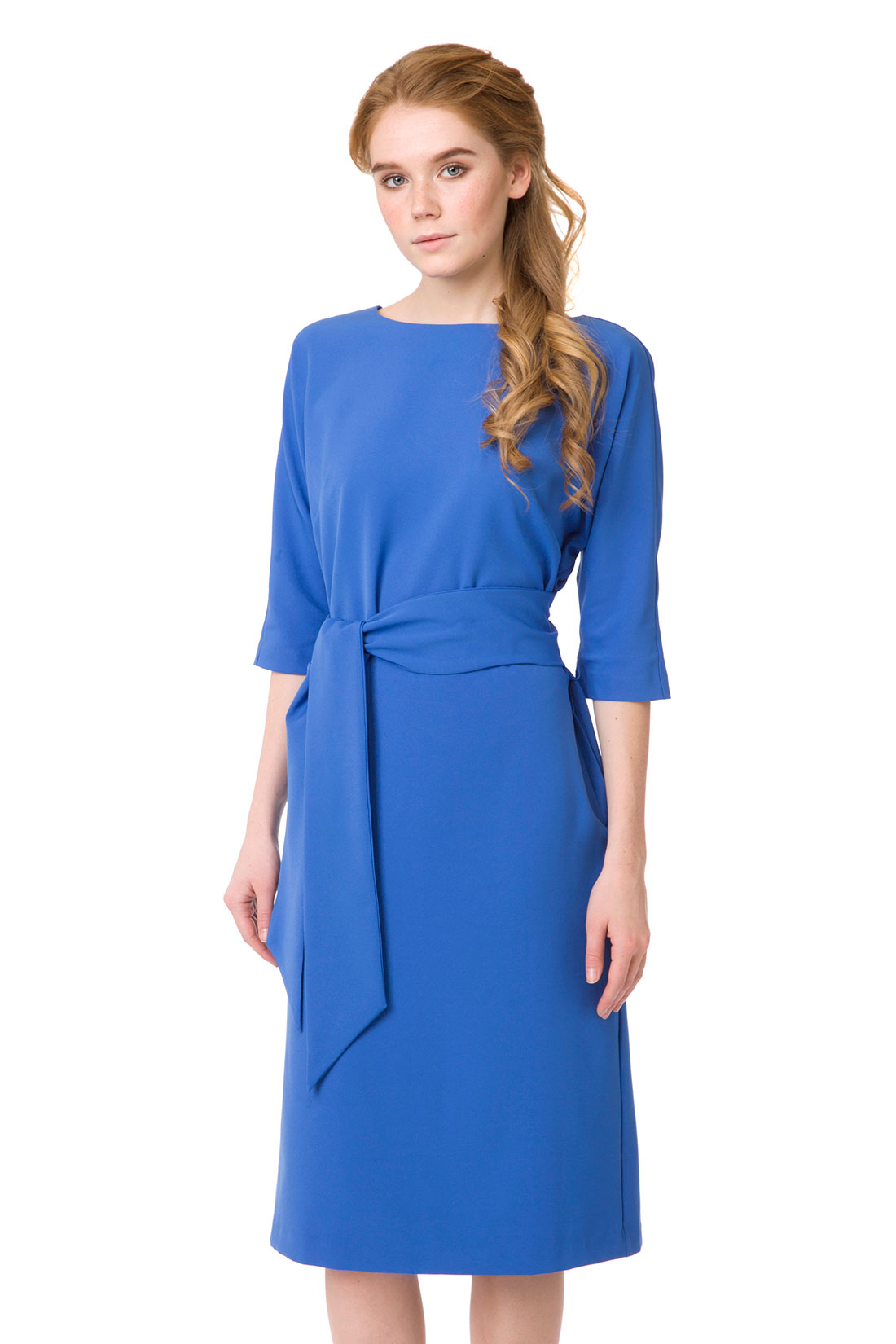 Платье с широким поясом (арт. baon B457024), размер XXL, цвет синий Платье с широким поясом (арт. baon B457024) - фото 5