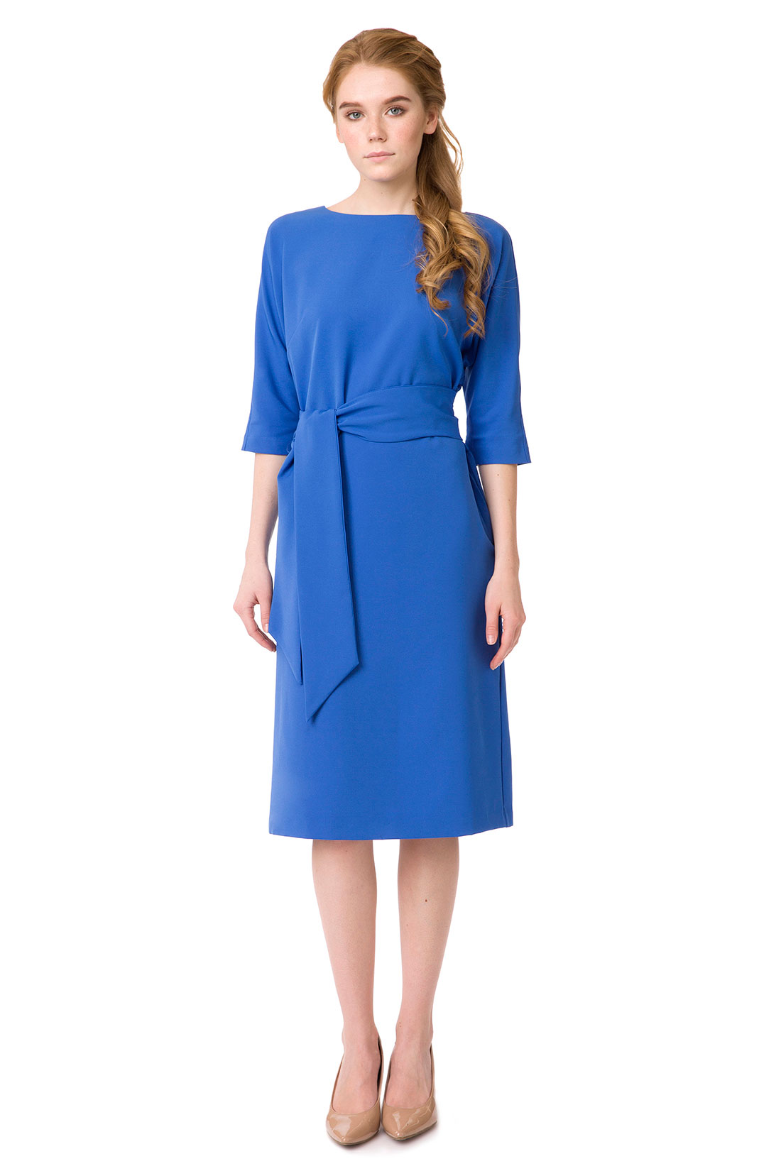 Платье с широким поясом (арт. baon B457024), размер XXL, цвет синий Платье с широким поясом (арт. baon B457024) - фото 1