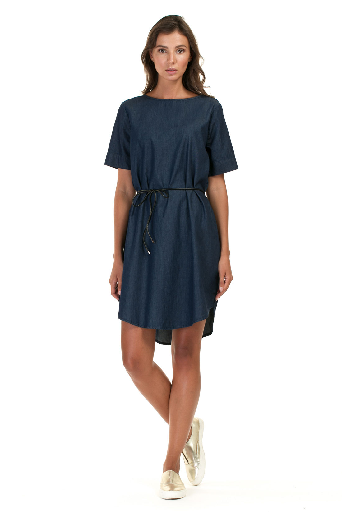 Платье из денима-шамбри (арт. baon B457027), размер XXL, цвет navy denim#синий Платье из денима-шамбри (арт. baon B457027) - фото 1