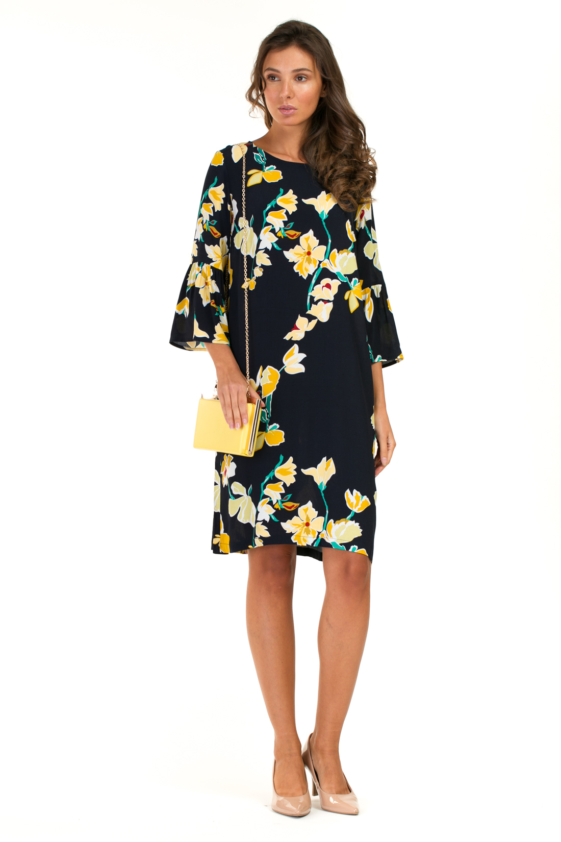 Платье с графичным цветочным принтом (арт. baon B457041), размер 3XL Платье с графичным цветочным принтом (арт. baon B457041) - фото 1