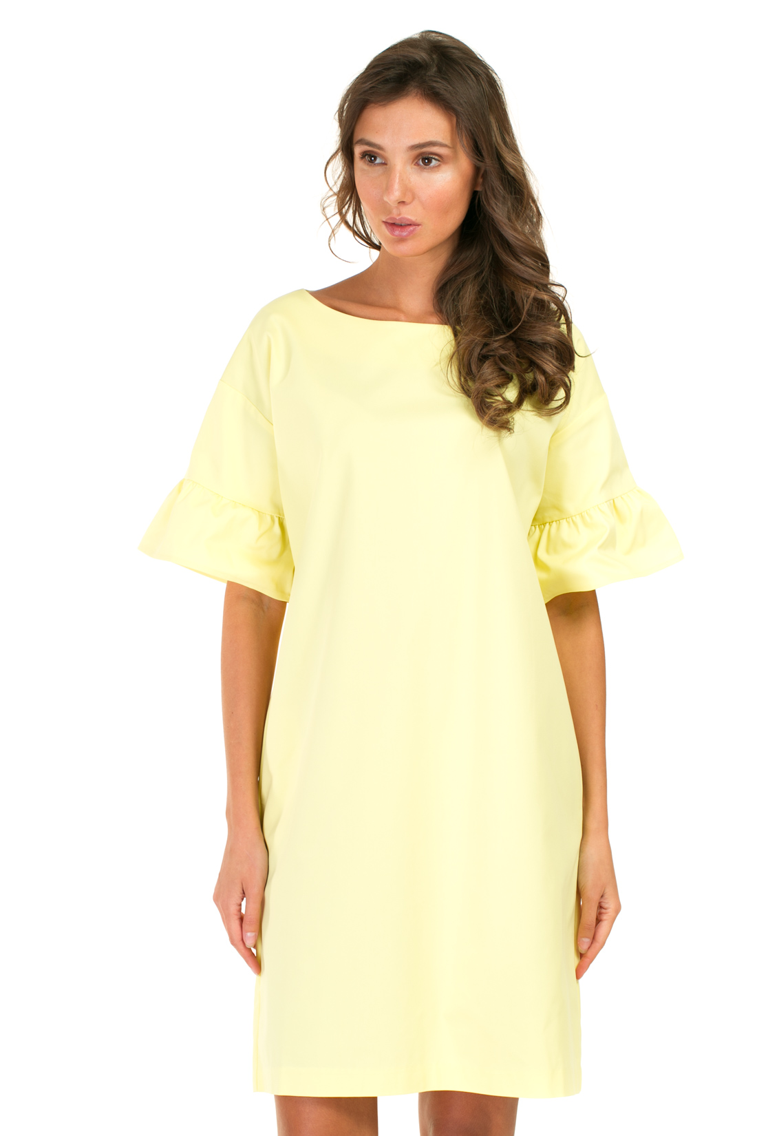 Платье с рукавами-воланами (арт. baon B457043), размер L, цвет желтый Платье с рукавами-воланами (арт. baon B457043) - фото 5