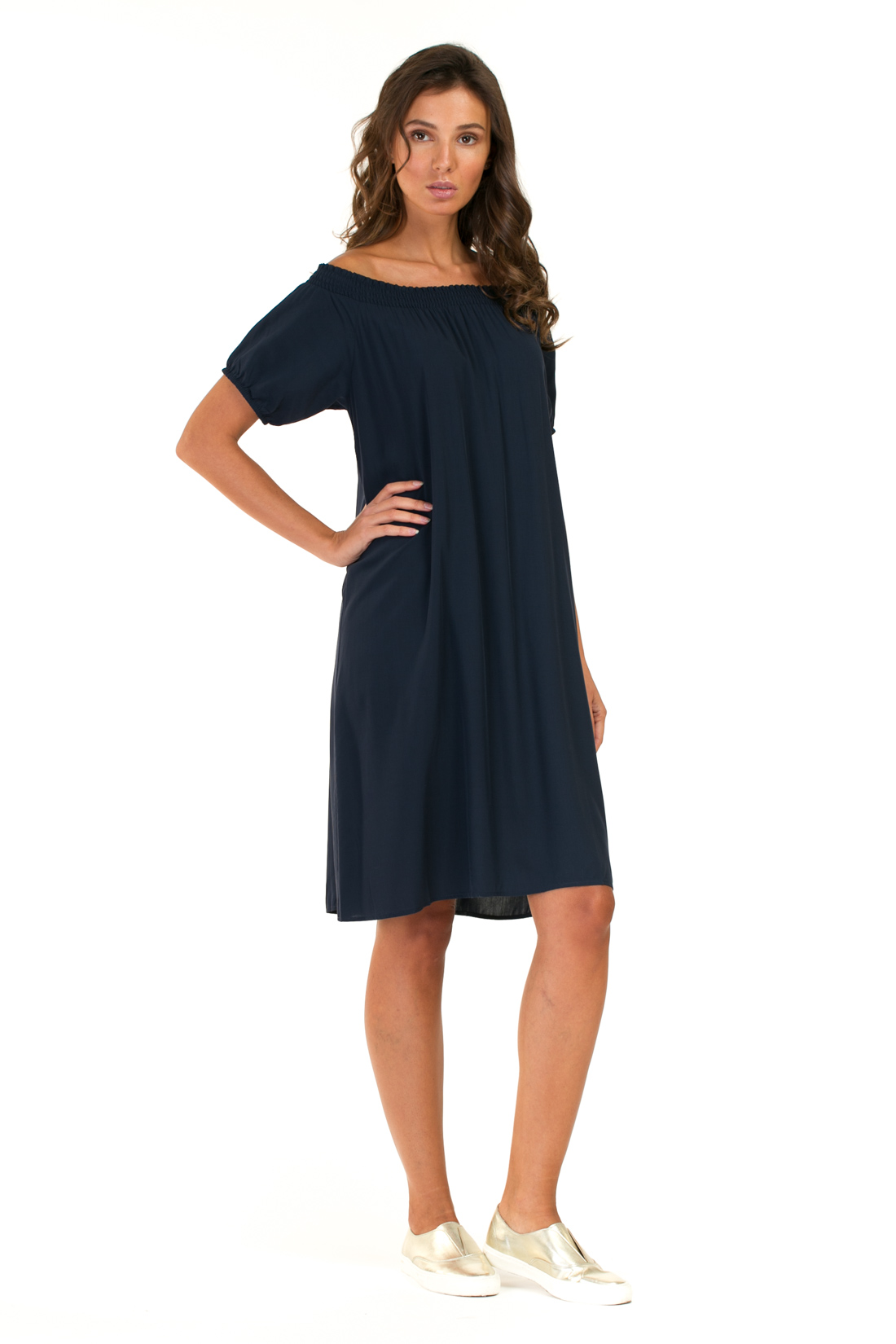 Платье с эластичным верхом (арт. baon B457054), размер L, цвет синий Платье с эластичным верхом (арт. baon B457054) - фото 5