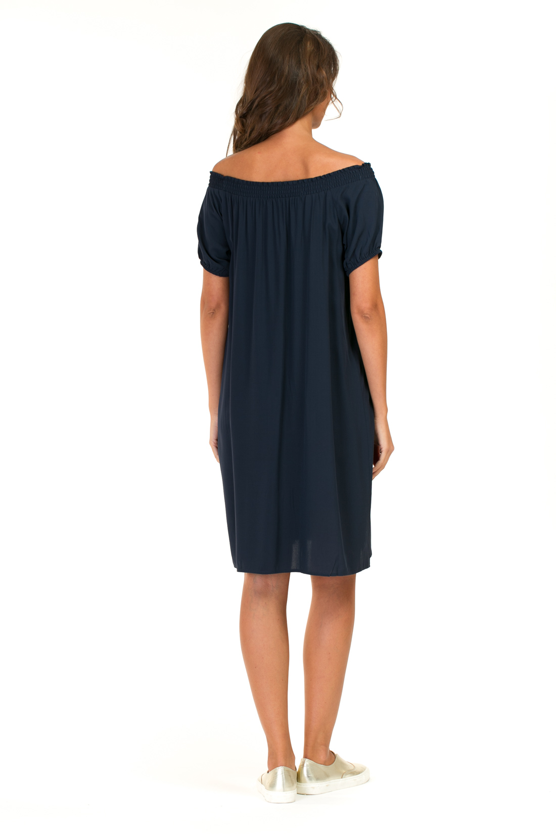 Платье с эластичным верхом (арт. baon B457054), размер L, цвет синий Платье с эластичным верхом (арт. baon B457054) - фото 2