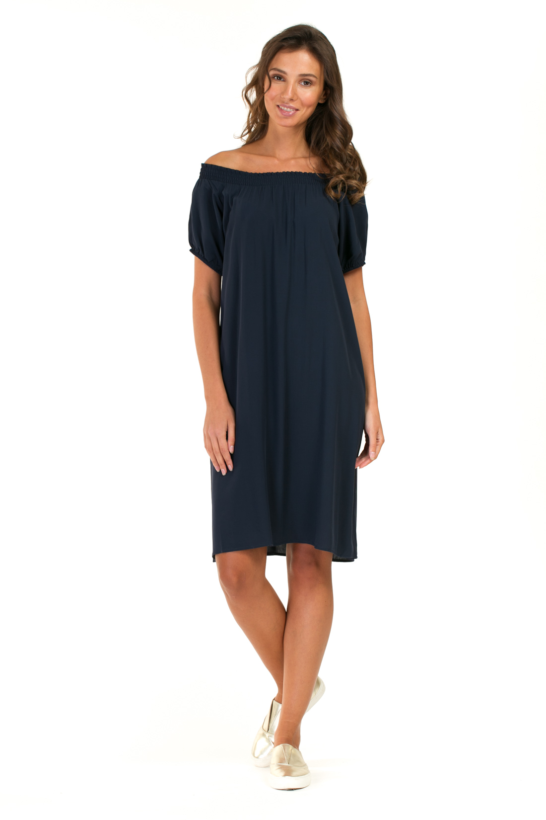 Платье с эластичным верхом (арт. baon B457054), размер L, цвет синий Платье с эластичным верхом (арт. baon B457054) - фото 1