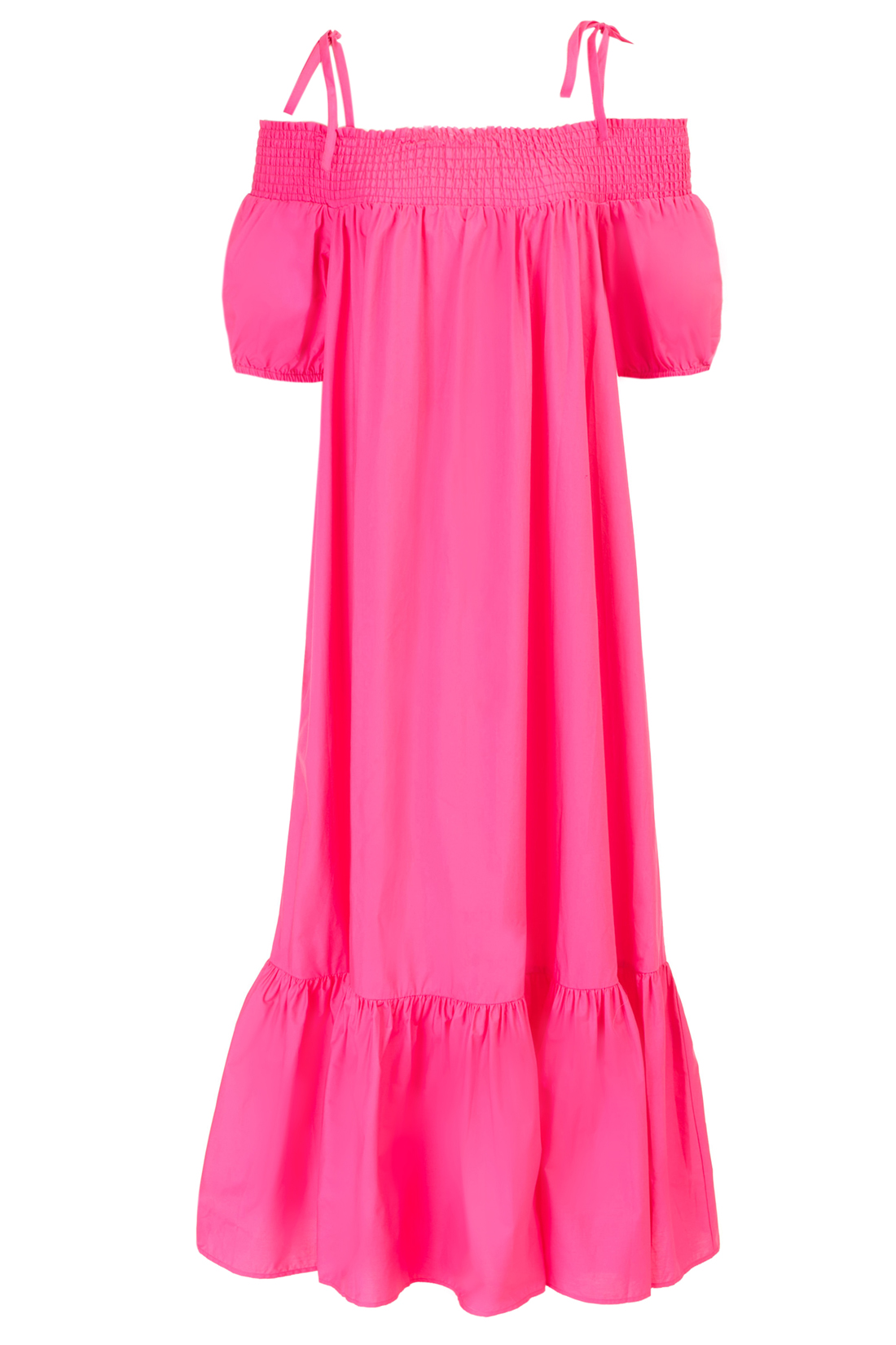 Широкое платье с открытыми плечами (арт. baon B457058), размер S, цвет белый Широкое платье с открытыми плечами (арт. baon B457058) - фото 4
