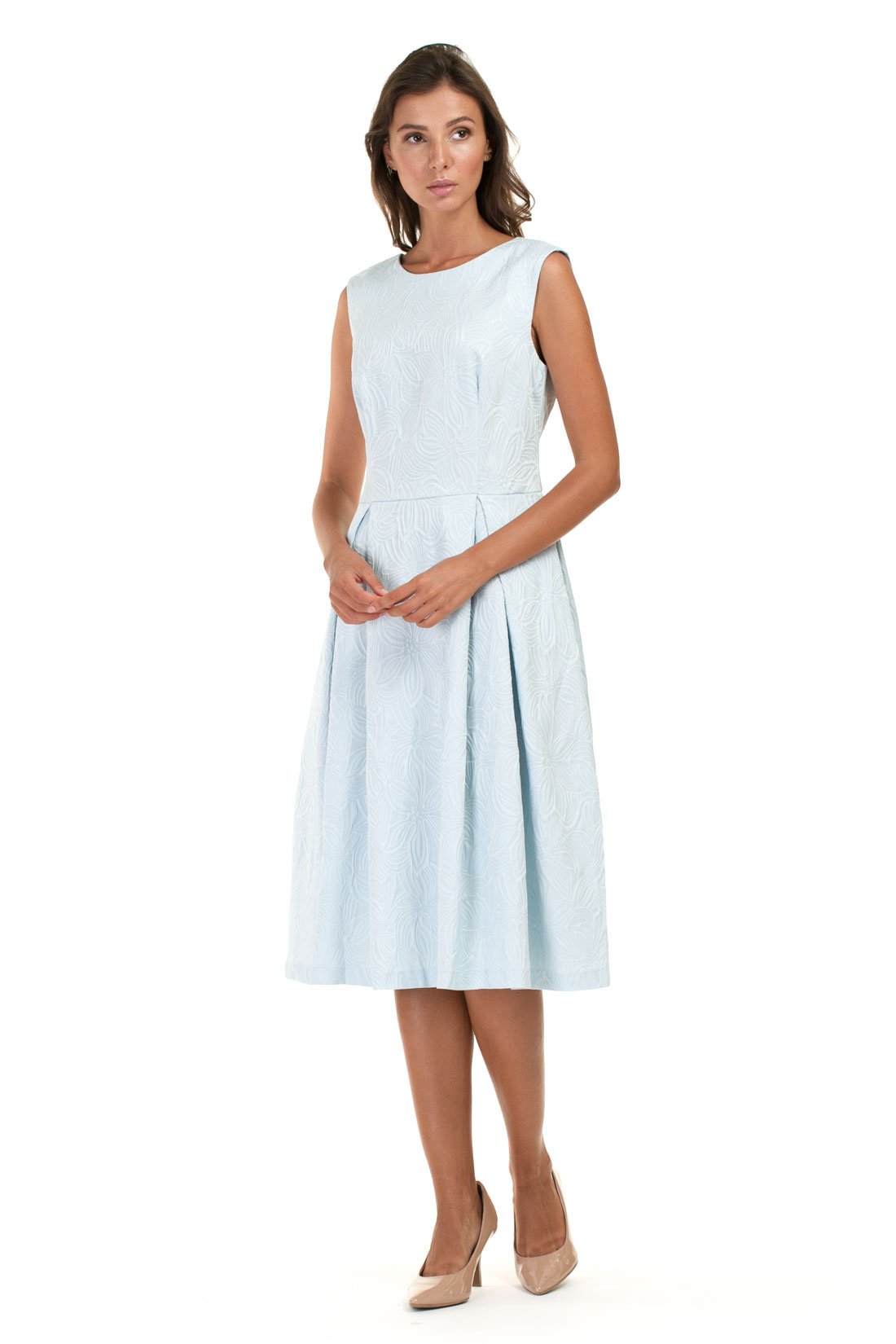Платье из жаккардового материала (арт. baon B457063), размер XS, цвет белый Платье из жаккардового материала (арт. baon B457063) - фото 1