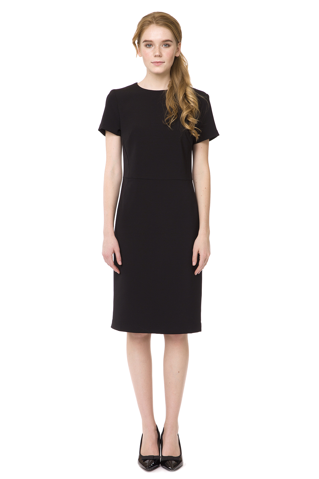 Приталенное чёрное платье (арт. baon B457072), размер L, цвет черный Приталенное чёрное платье (арт. baon B457072) - фото 1