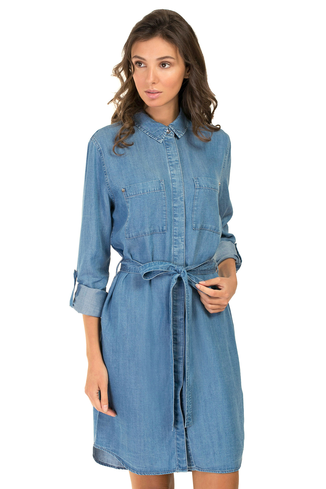 Платье-рубашка из денима (арт. baon B457088), размер L, цвет blue denim#голубой Платье-рубашка из денима (арт. baon B457088) - фото 5