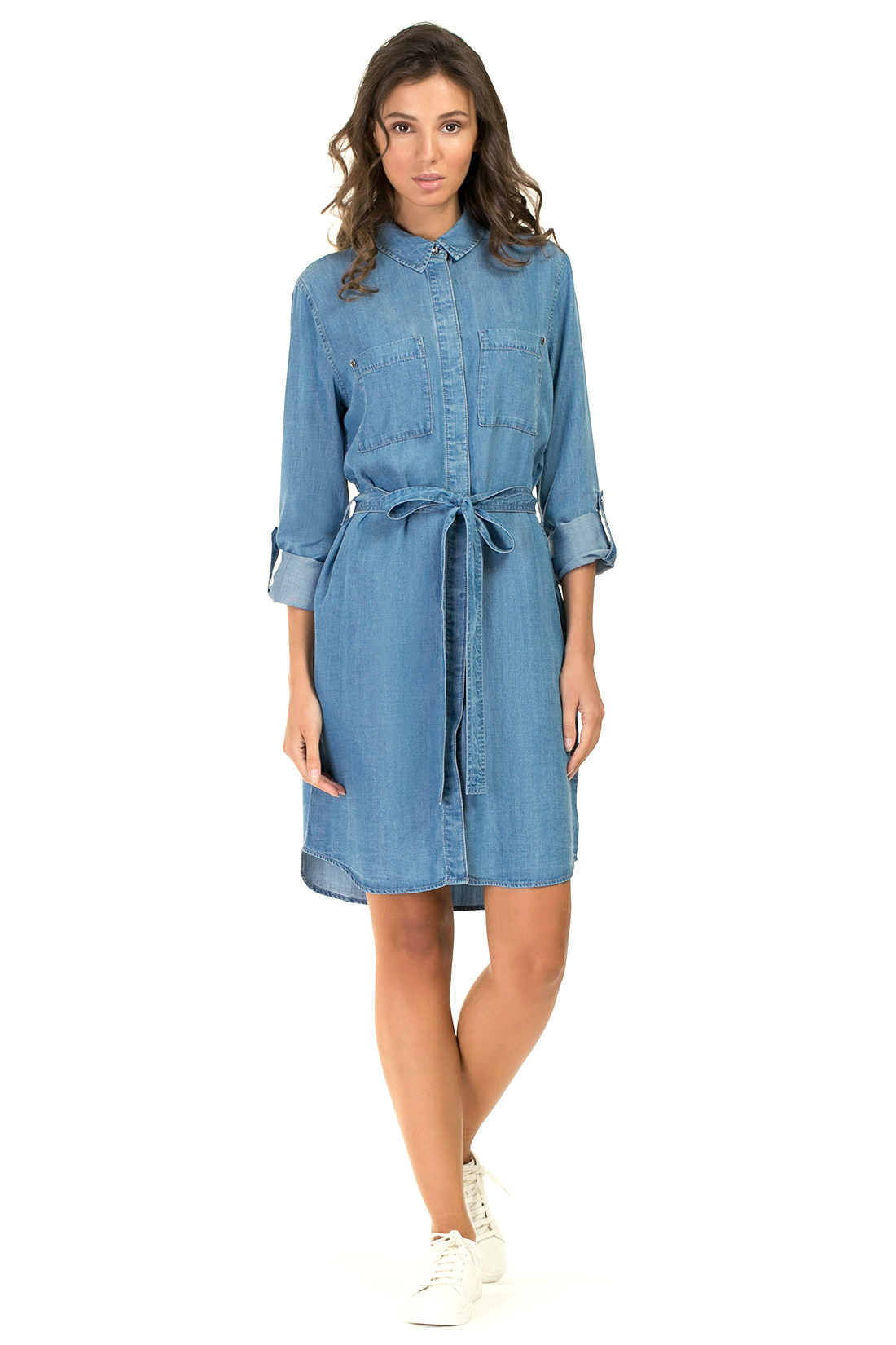 Платье-рубашка из денима (арт. baon B457088), размер L, цвет blue denim#голубой Платье-рубашка из денима (арт. baon B457088) - фото 1
