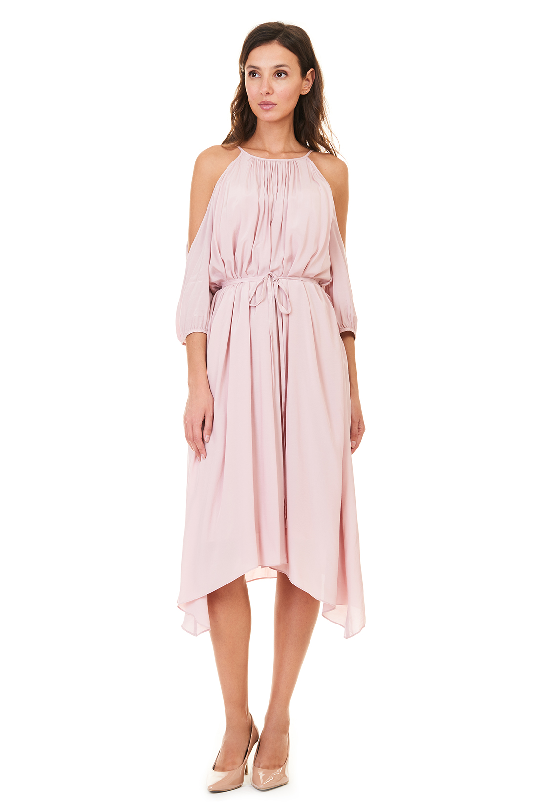 Платье-туника с открытыми плечами (арт. baon B457105), размер XL, цвет розовый Платье-туника с открытыми плечами (арт. baon B457105) - фото 4