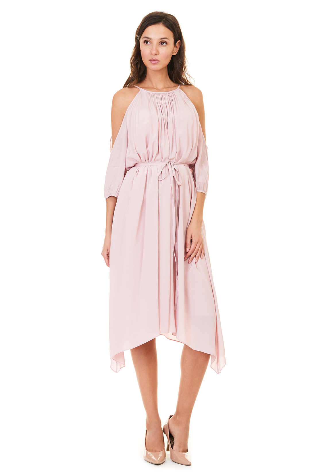 Платье-туника с открытыми плечами (арт. baon B457105), размер XL, цвет розовый Платье-туника с открытыми плечами (арт. baon B457105) - фото 1