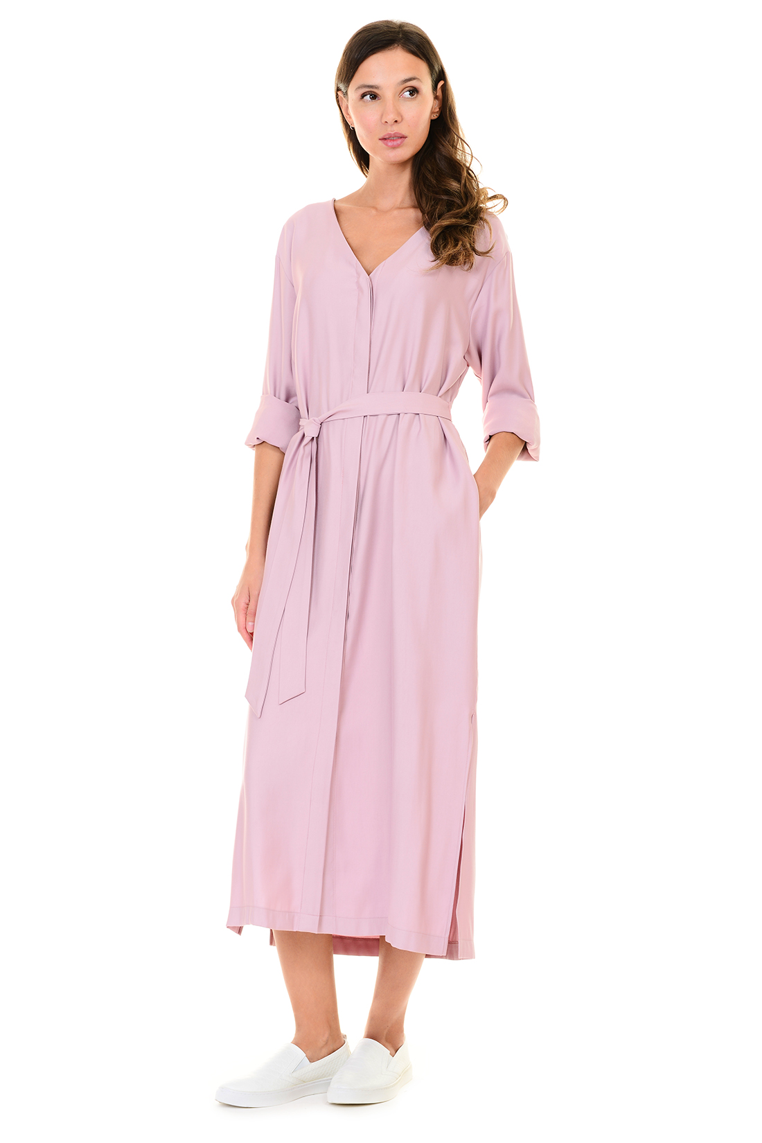 Платье с запахом (арт. baon B457106), размер S, цвет розовый Платье с запахом (арт. baon B457106) - фото 1