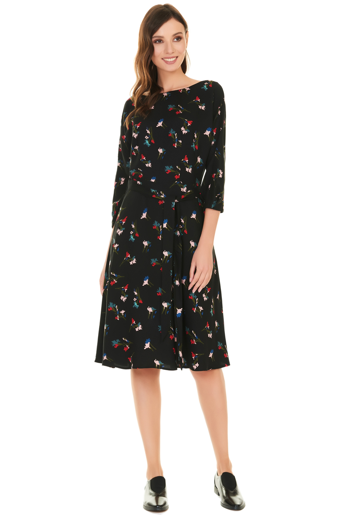 Платье с цельнокроенными рукавами и поясом (арт. baon B457504), размер XL, цвет черный Платье с цельнокроенными рукавами и поясом (арт. baon B457504) - фото 5