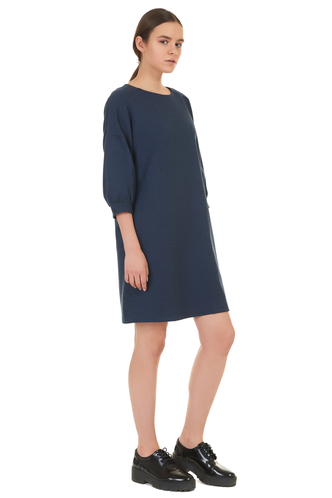 Платье с оригинальными рукавами (арт. baon B457519), размер XXL, цвет blue night melange#синий Платье с оригинальными рукавами (арт. baon B457519) - фото 4