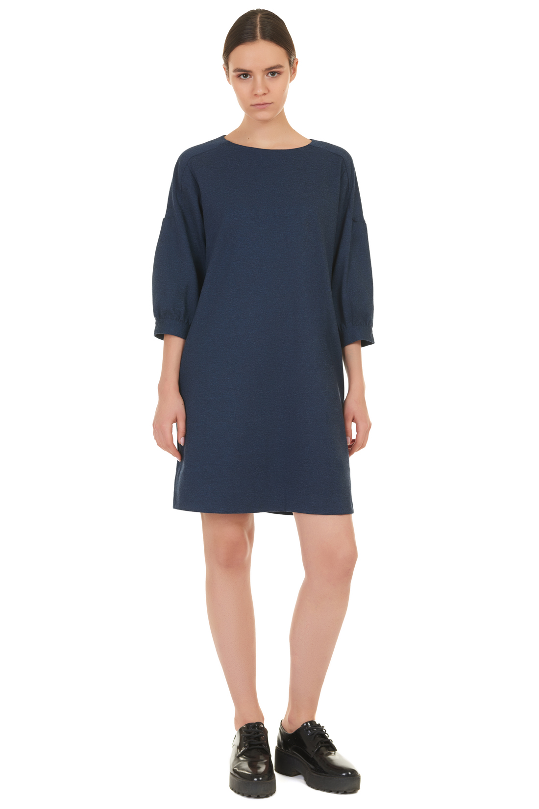Платье с оригинальными рукавами (арт. baon B457519), размер XXL, цвет blue night melange#синий Платье с оригинальными рукавами (арт. baon B457519) - фото 1