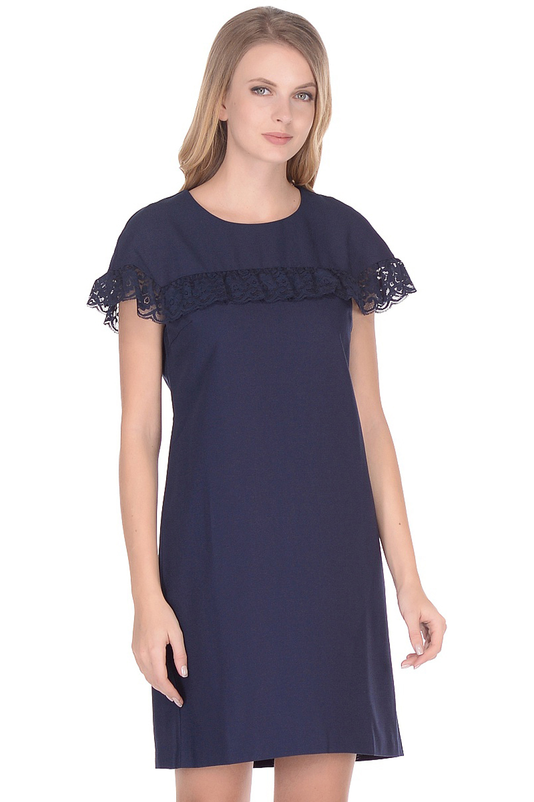Платье с кружевом на кокетке (арт. baon B458004), размер XS, цвет синий Платье с кружевом на кокетке (арт. baon B458004) - фото 3