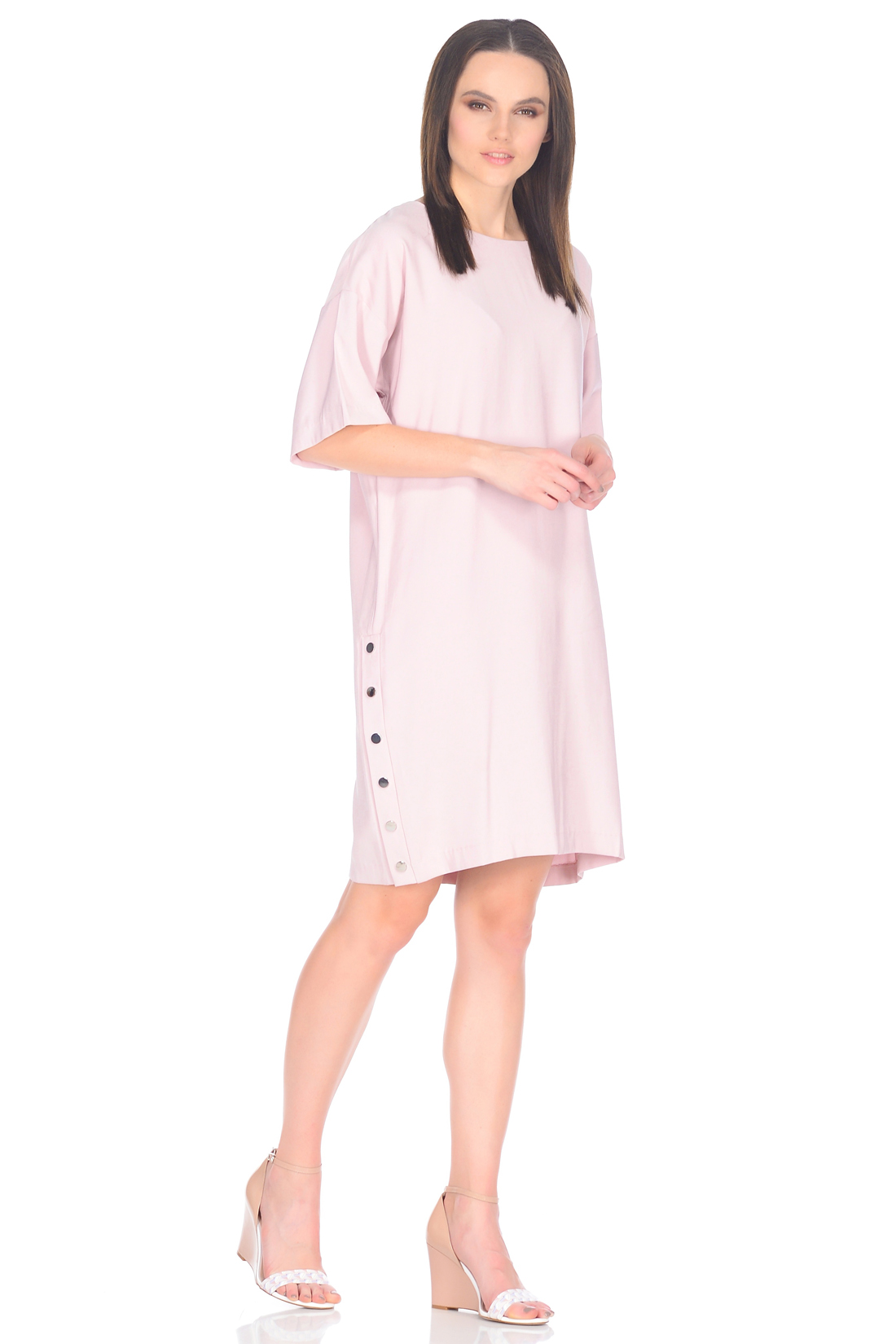 Свободное платье с кнопками (арт. baon B458011), размер XXL, цвет розовый Свободное платье с кнопками (арт. baon B458011) - фото 1