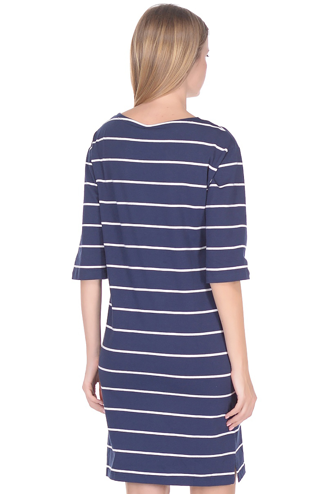 Платье из трикотажа в полоску (арт. baon B458046), размер 3XL, цвет dark navy striped#синий Платье из трикотажа в полоску (арт. baon B458046) - фото 2