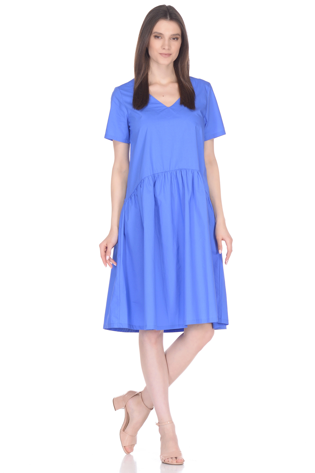 Свободное платье из хлопка (арт. baon B458061), размер XL, цвет синий Свободное платье из хлопка (арт. baon B458061) - фото 1
