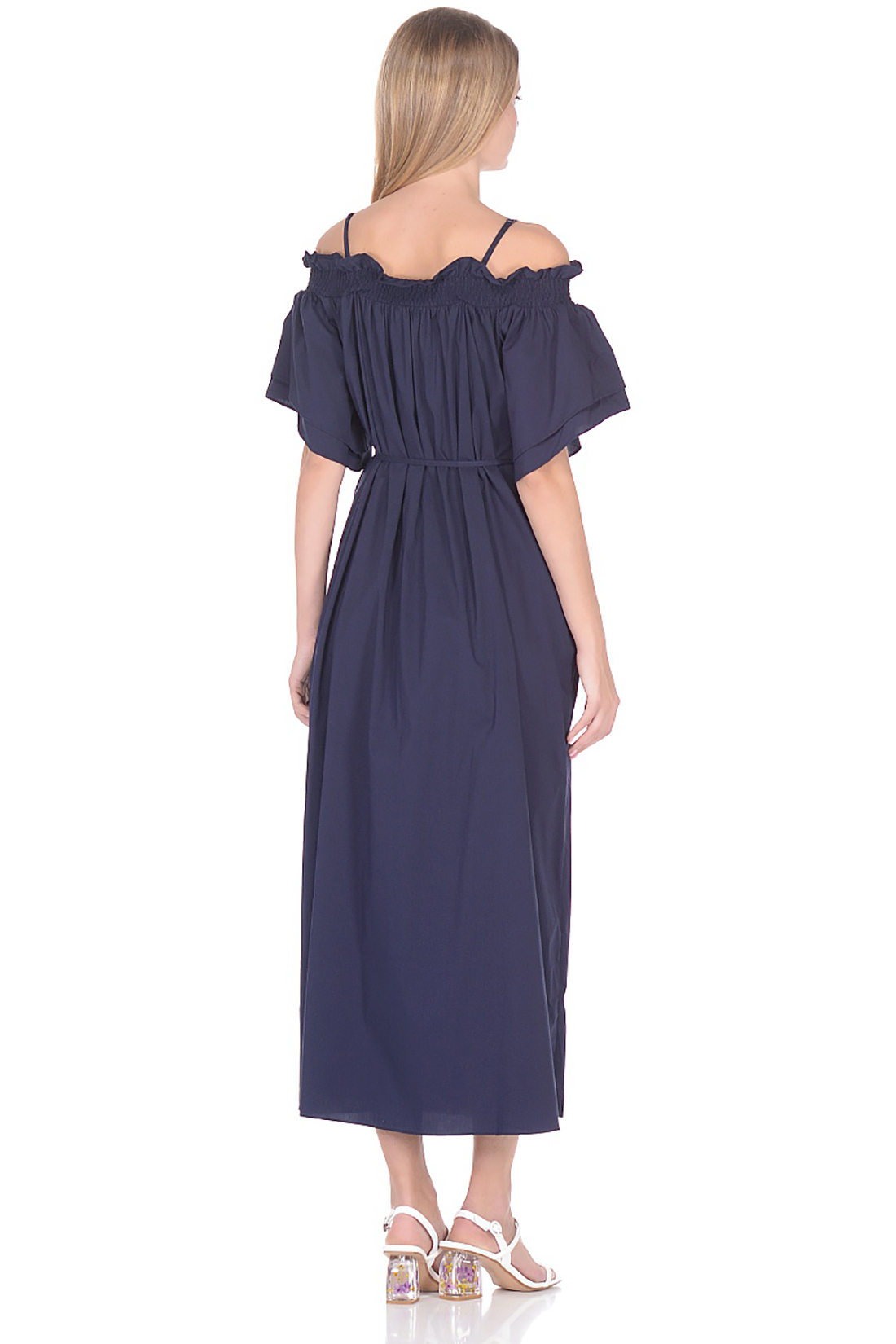 Платье-миди с открытыми плечами (арт. baon B458065), размер M, цвет синий Платье-миди с открытыми плечами (арт. baon B458065) - фото 2
