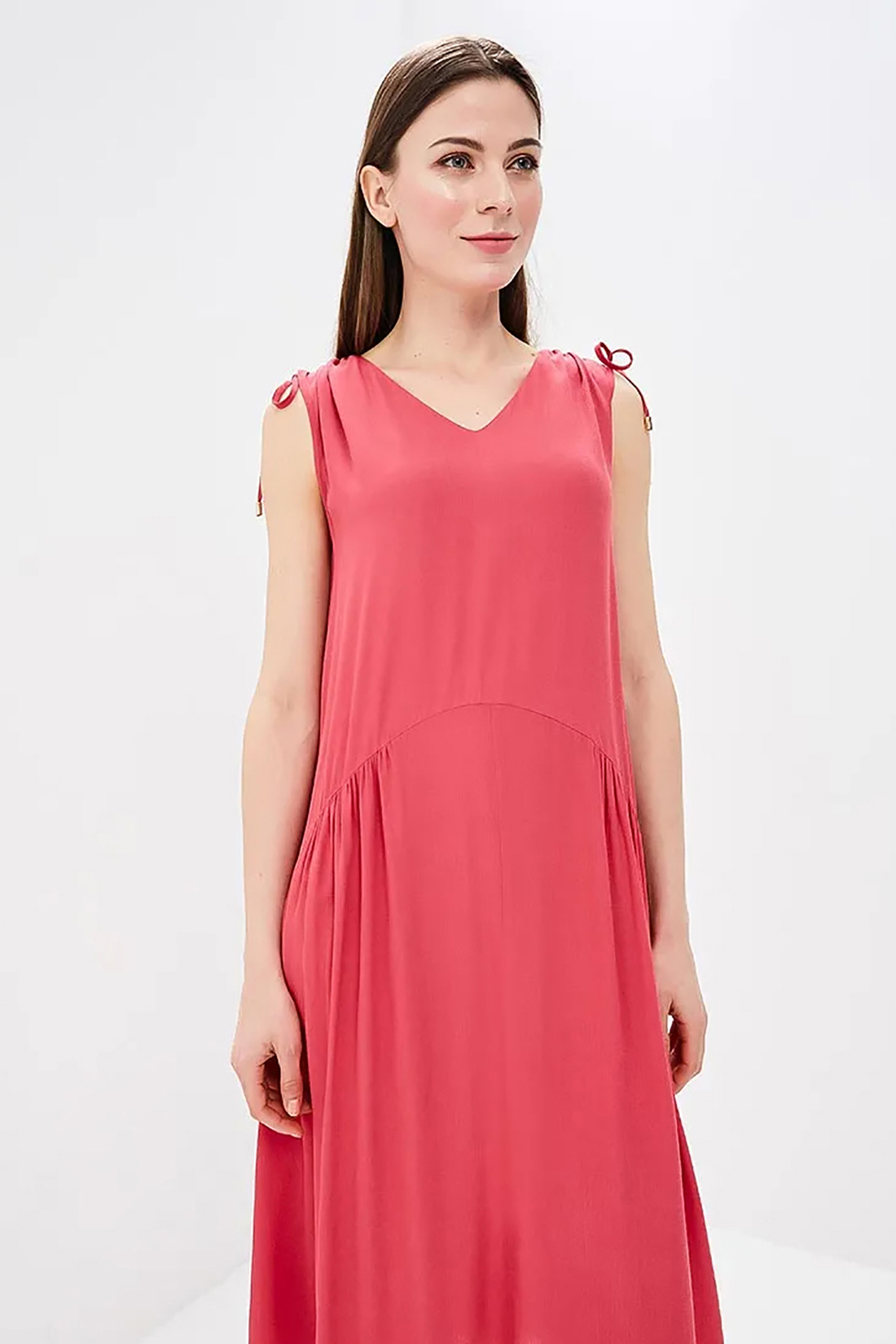 Платье со сборками на плечах (арт. baon B458075), размер XL, цвет розовый Платье со сборками на плечах (арт. baon B458075) - фото 3