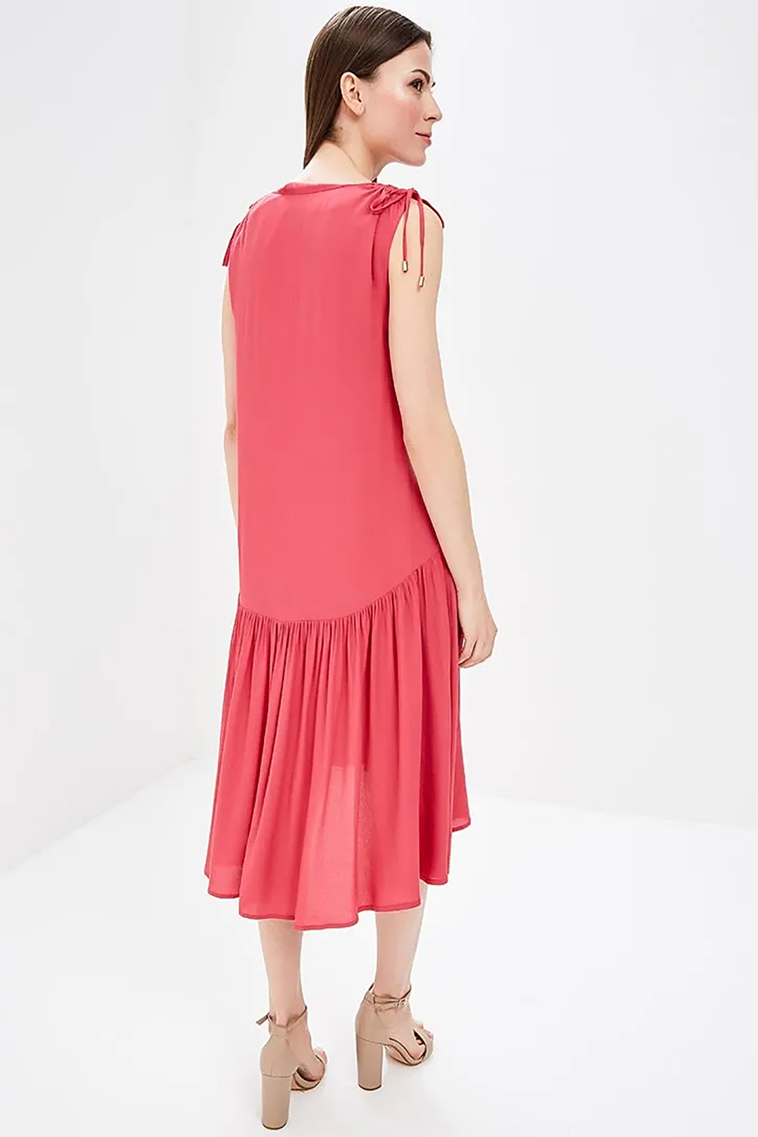 Платье со сборками на плечах (арт. baon B458075), размер XL, цвет розовый Платье со сборками на плечах (арт. baon B458075) - фото 2