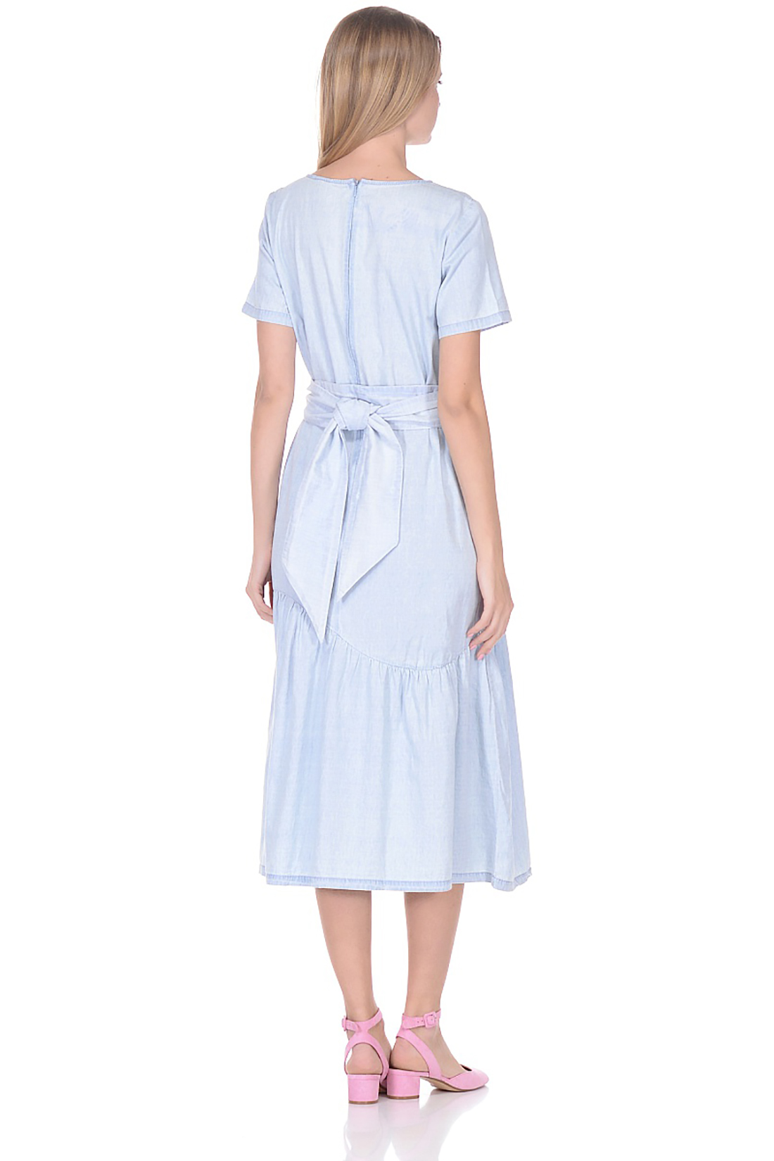 Платье с асимметричной оборкой (арт. baon B458079), размер 3XL, цвет light blue denim#голубой Платье с асимметричной оборкой (арт. baon B458079) - фото 2