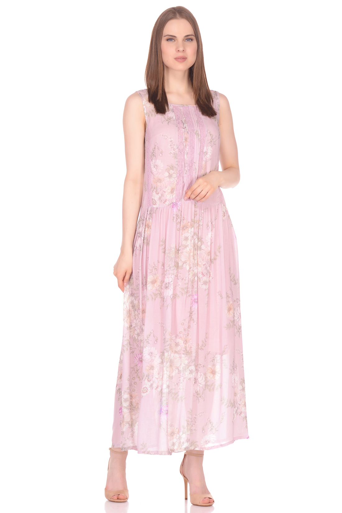 Длинное платье с цветочным узором (арт. baon B458090), размер L Длинное платье с цветочным узором (арт. baon B458090) - фото 1