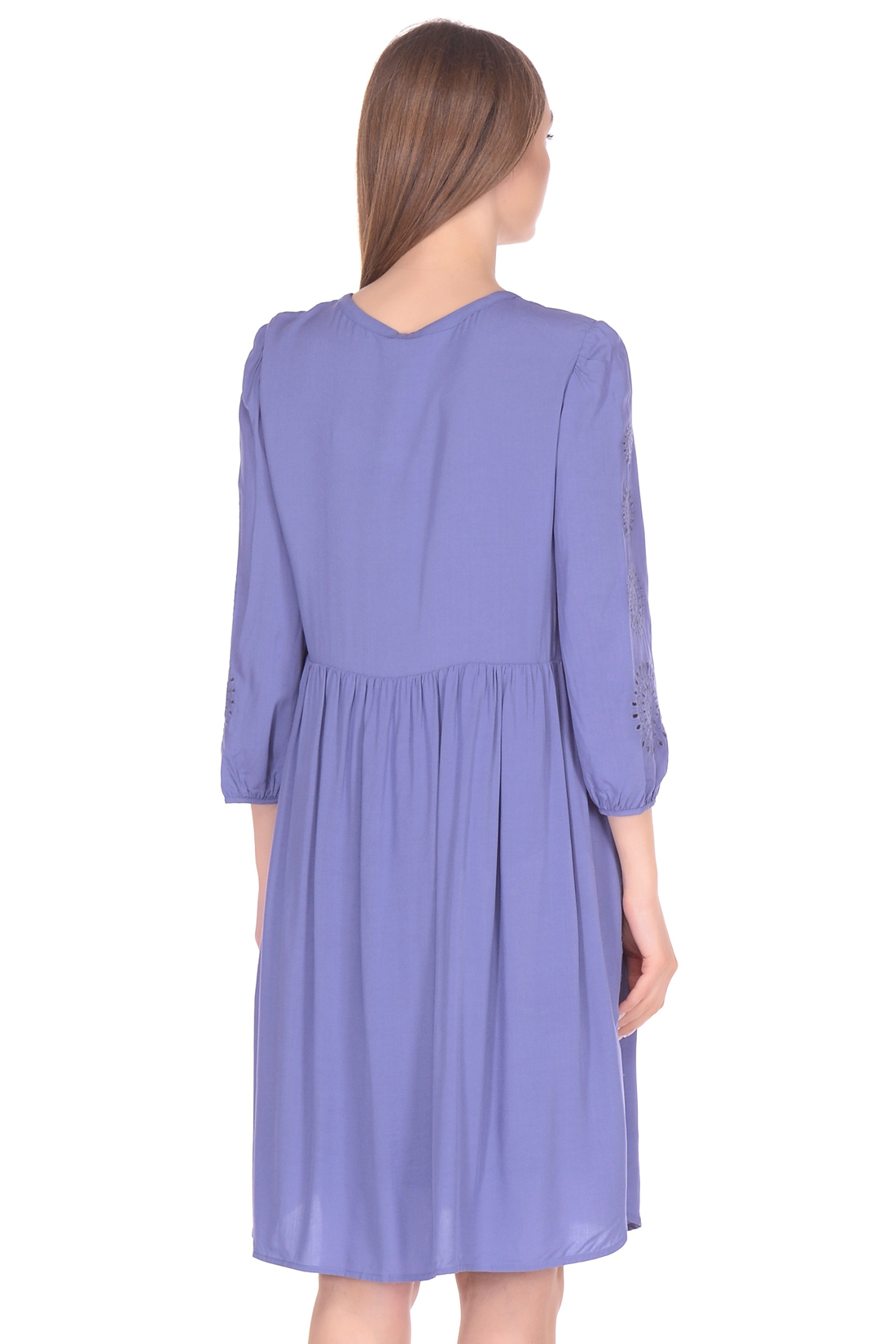 Платье с кружевным узором на рукавах (арт. baon B458096), размер S, цвет синий Платье с кружевным узором на рукавах (арт. baon B458096) - фото 2