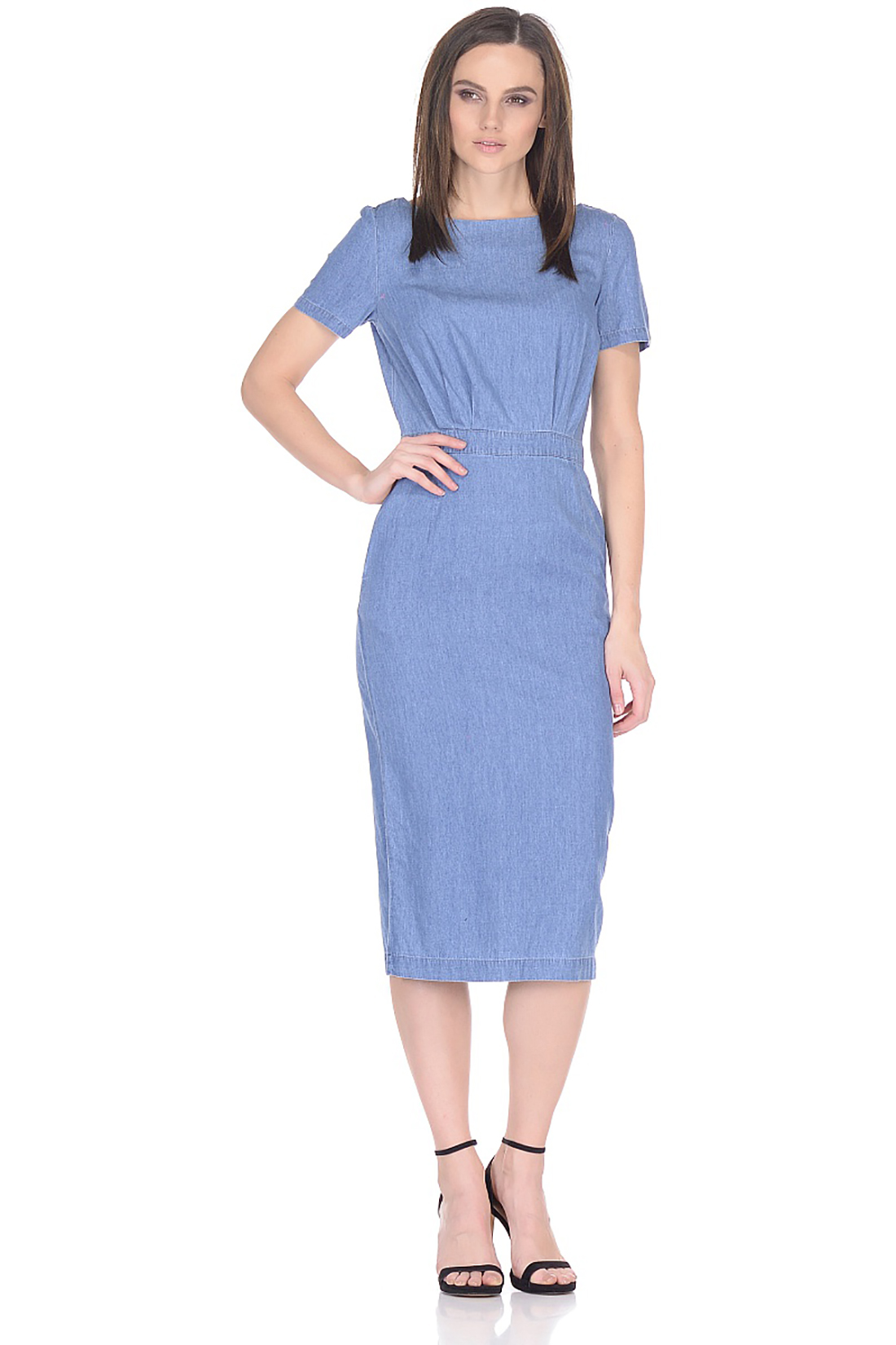 Платье-миди из денима (арт. baon B458108), размер XXL, цвет blue denim#голубой Платье-миди из денима (арт. baon B458108) - фото 1