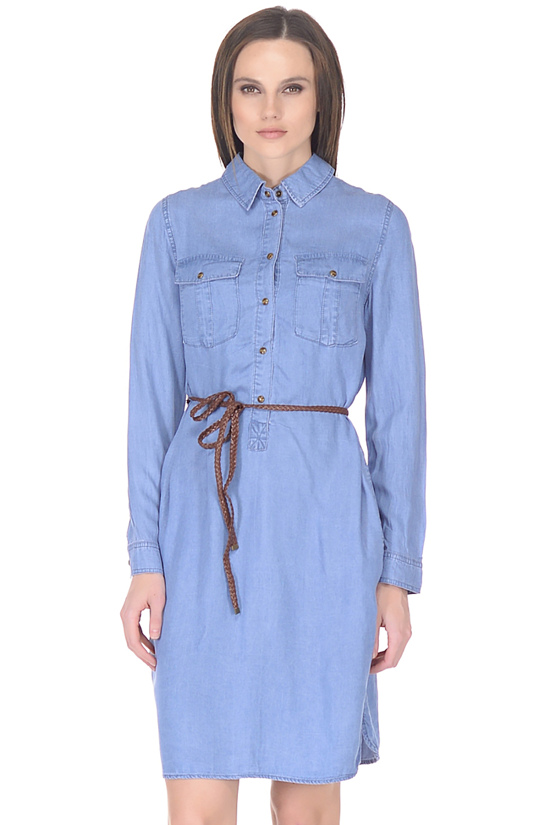 Платье-рубашка из денима (арт. baon B458109), размер L, цвет blue denim#голубой Платье-рубашка из денима (арт. baon B458109) - фото 3
