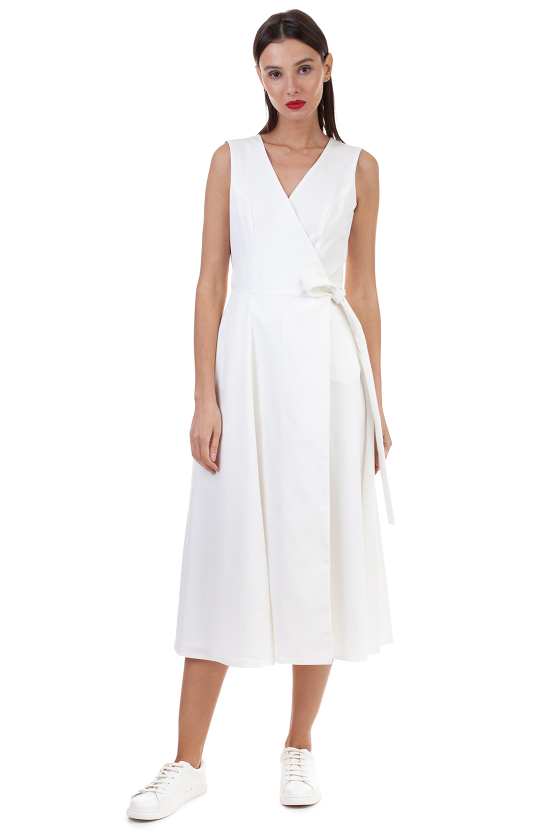Белое платье с запахом (арт. baon B458125), размер M, цвет белый Белое платье с запахом (арт. baon B458125) - фото 6