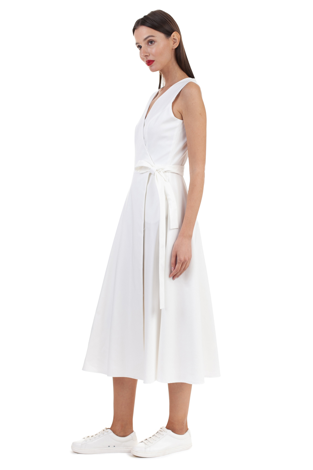 Белое платье с запахом (арт. baon B458125), размер M, цвет белый Белое платье с запахом (арт. baon B458125) - фото 4