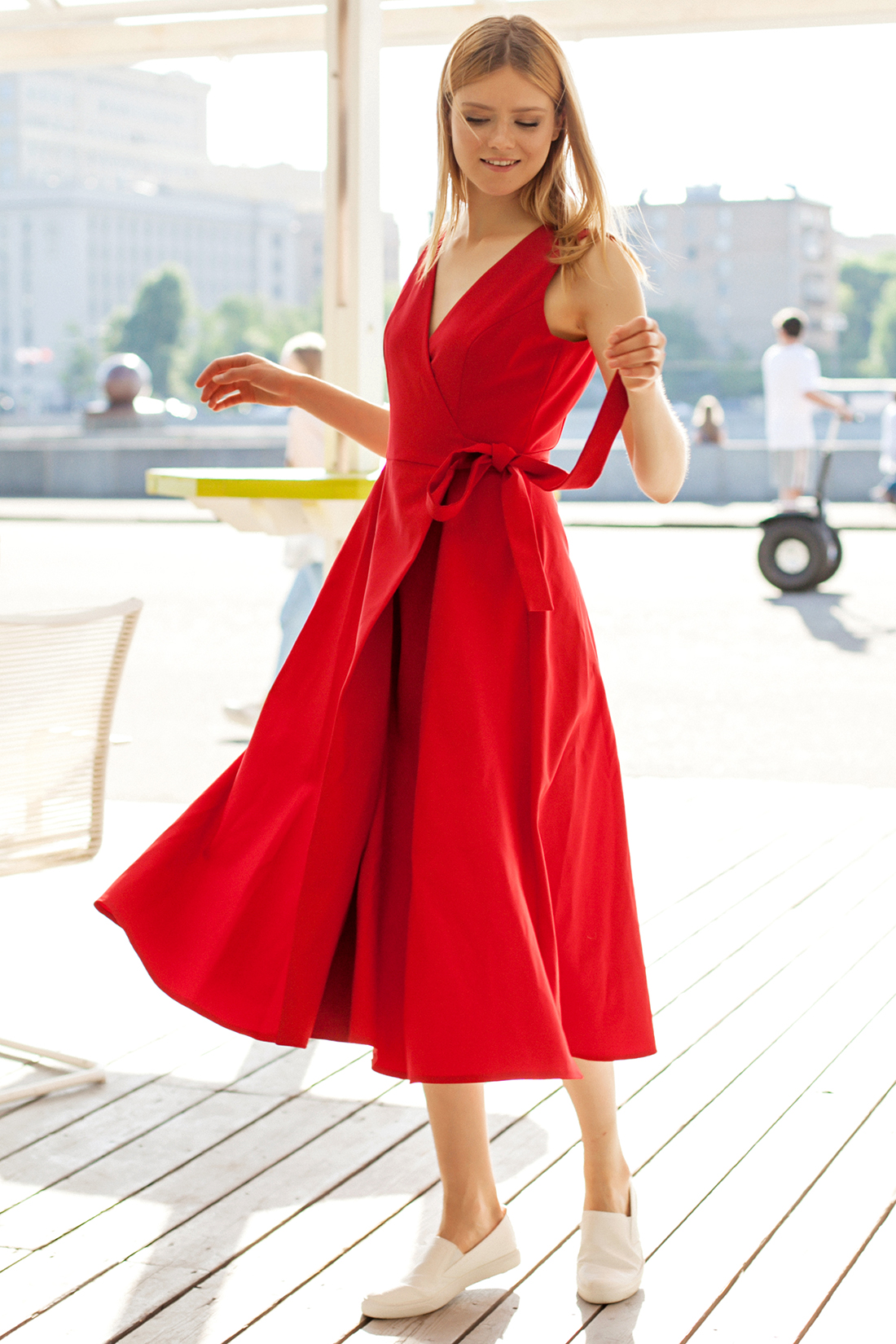 Платье без рукавов (арт. baon B458135), размер XS, цвет красный Платье без рукавов (арт. baon B458135) - фото 1