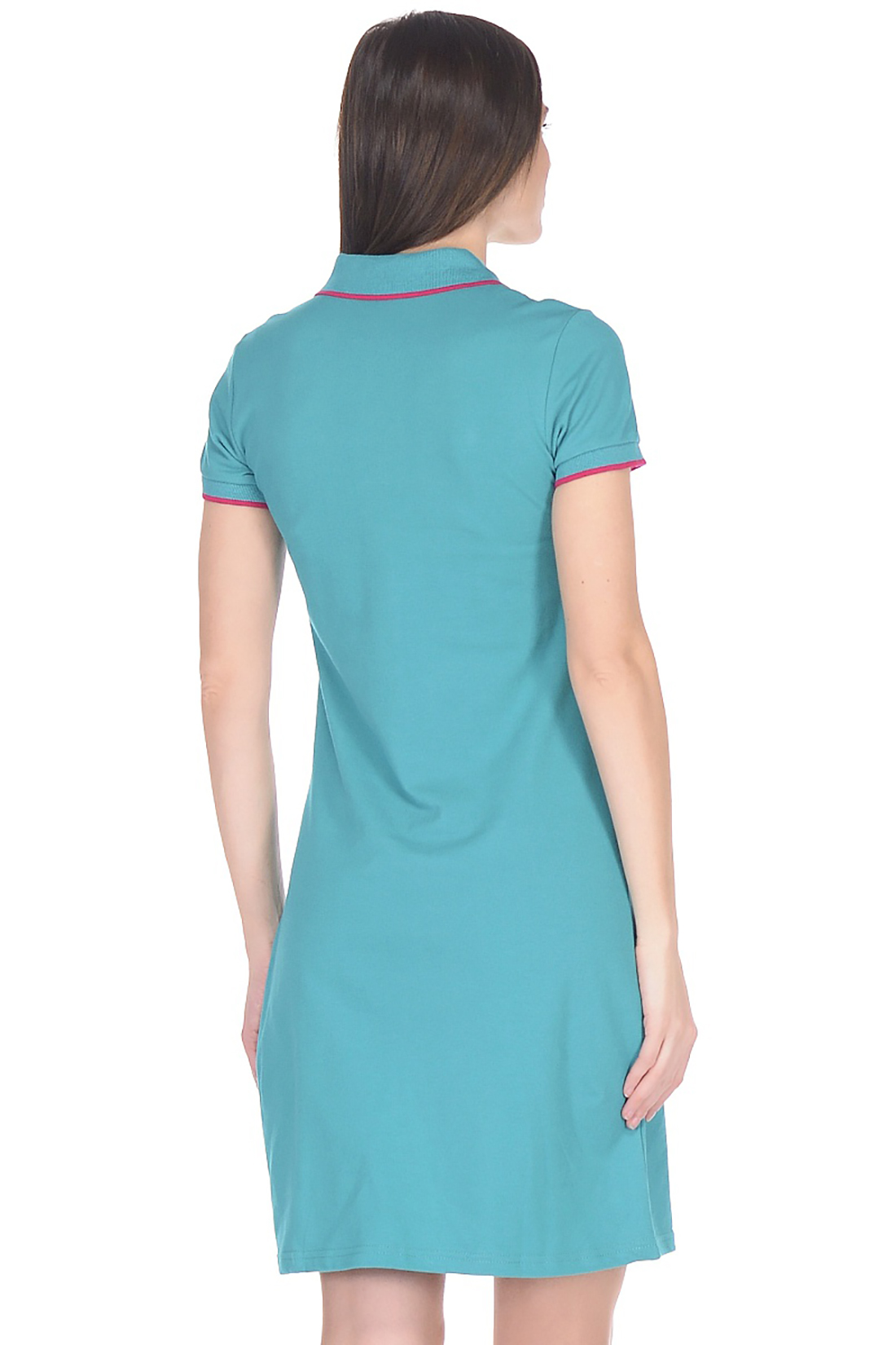 Платье-поло с контрастной отделкой (арт. baon B458201), размер XXL, цвет зеленый Платье-поло с контрастной отделкой (арт. baon B458201) - фото 2