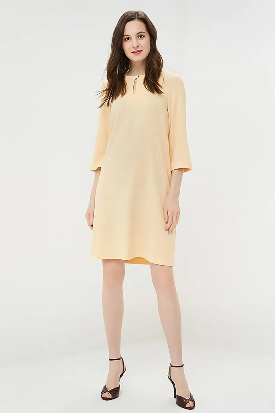 Платье с вырезом-каплей (арт. baon B459011), размер L, цвет желтый Платье с вырезом-каплей (арт. baon B459011) - фото 1