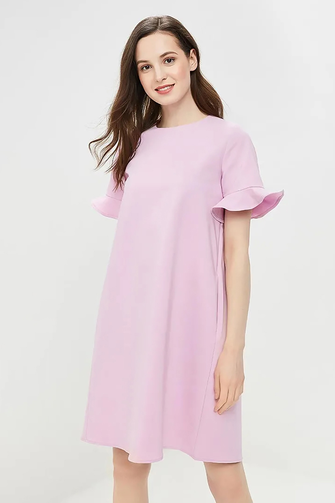 Платье с рюшами и бантовой складкой (арт. baon B459018), размер XL, цвет фиолетовый Платье с рюшами и бантовой складкой (арт. baon B459018) - фото 3