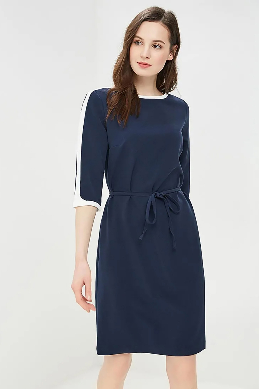 Платье с белой отделкой (арт. baon B459030), размер M, цвет синий Платье с белой отделкой (арт. baon B459030) - фото 3