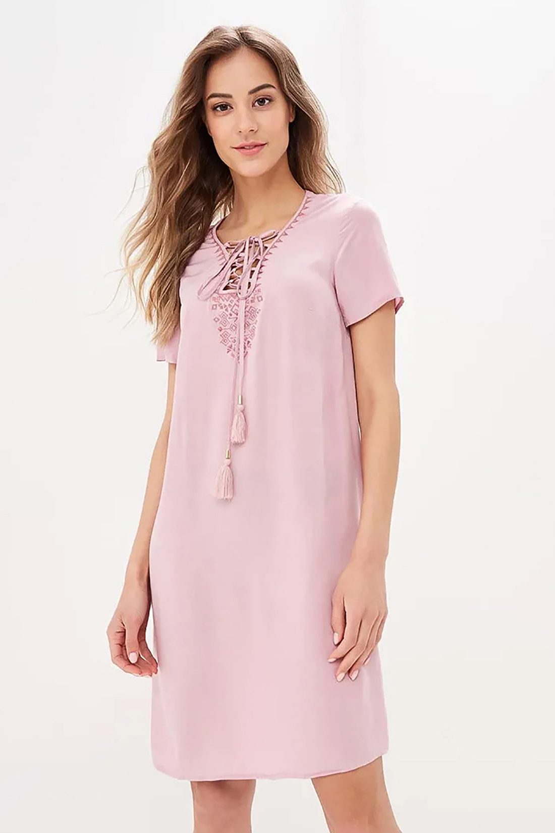 Платье со шнуровкой (арт. baon B459035), размер XS, цвет розовый Платье со шнуровкой (арт. baon B459035) - фото 3