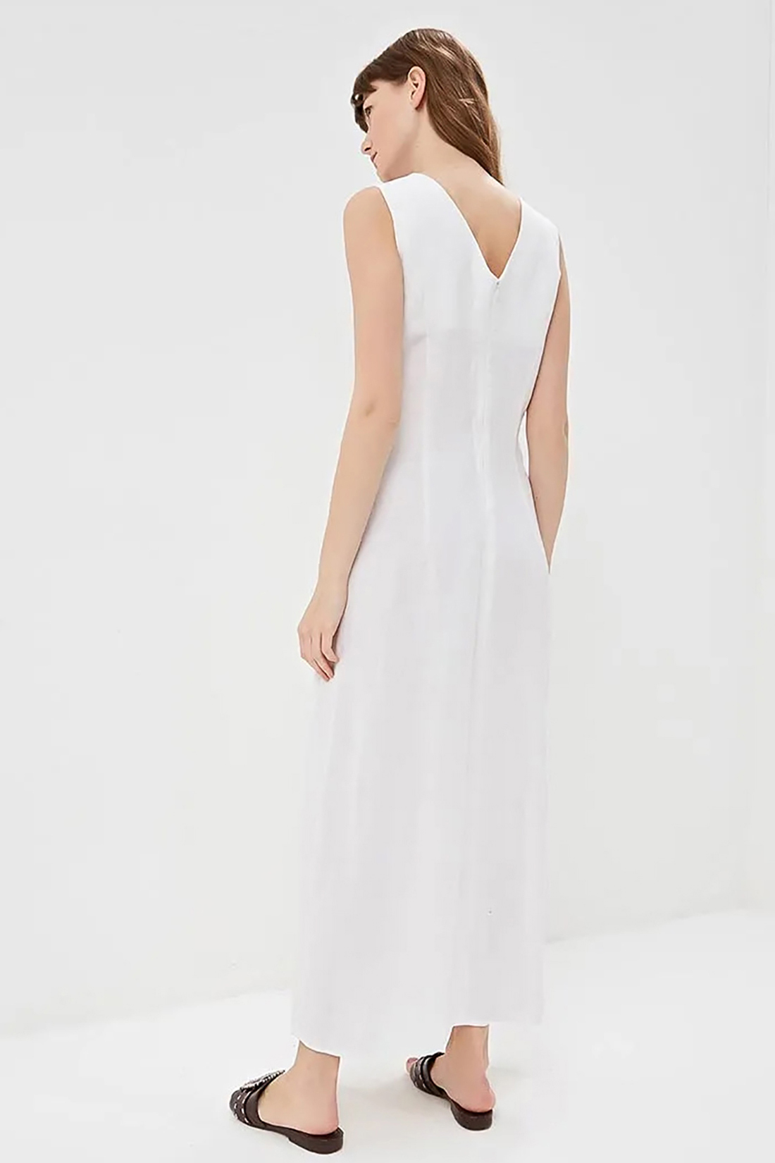 Платье-миди из смесового льна (арт. baon B459045), размер M, цвет белый Платье-миди из смесового льна (арт. baon B459045) - фото 2