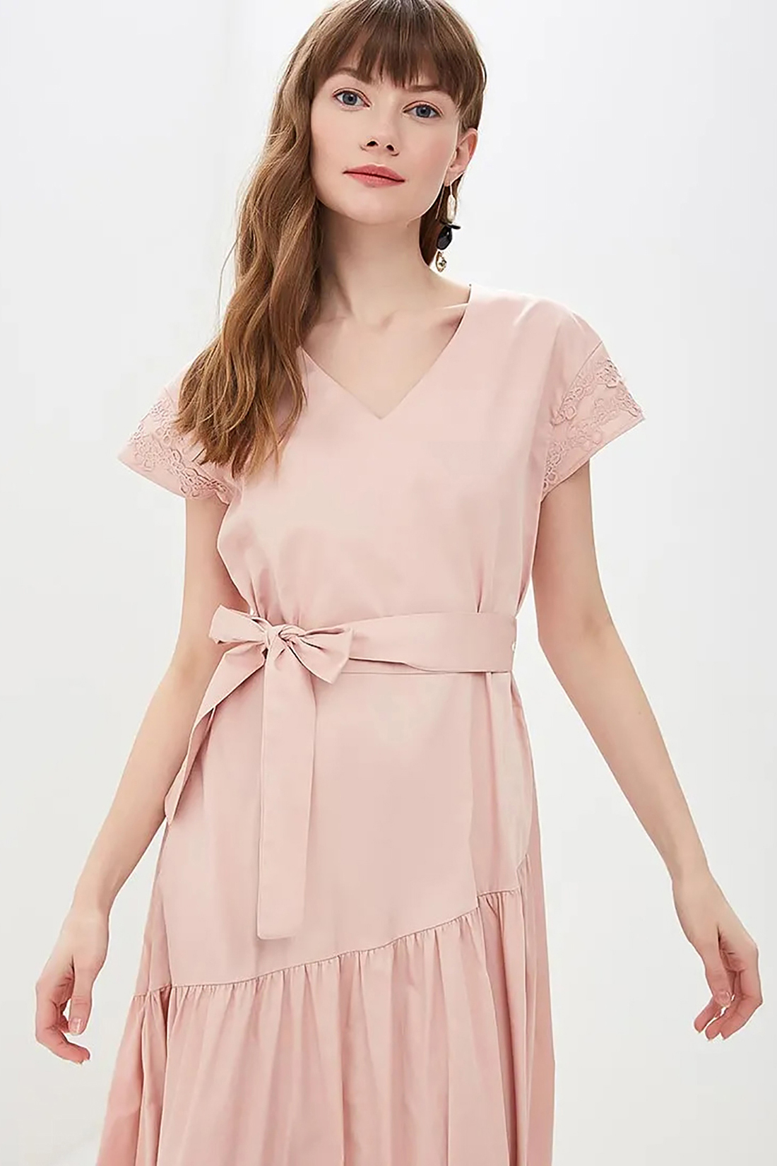 Платье с асимметричной оборкой (арт. baon B459050), размер M, цвет розовый Платье с асимметричной оборкой (арт. baon B459050) - фото 3