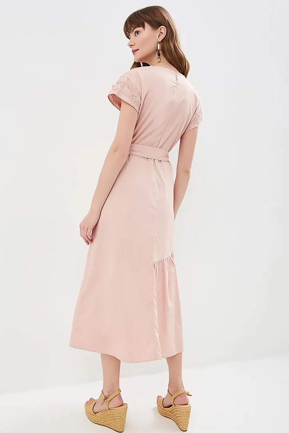 Платье с асимметричной оборкой (арт. baon B459050), размер M, цвет розовый Платье с асимметричной оборкой (арт. baon B459050) - фото 2