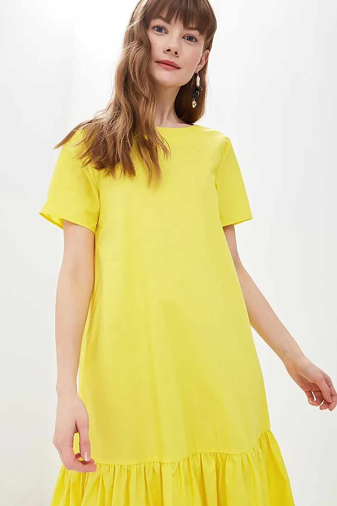 Платье-миди из хлопка (арт. baon B459054), размер XXL, цвет желтый Платье-миди из хлопка (арт. baon B459054) - фото 3