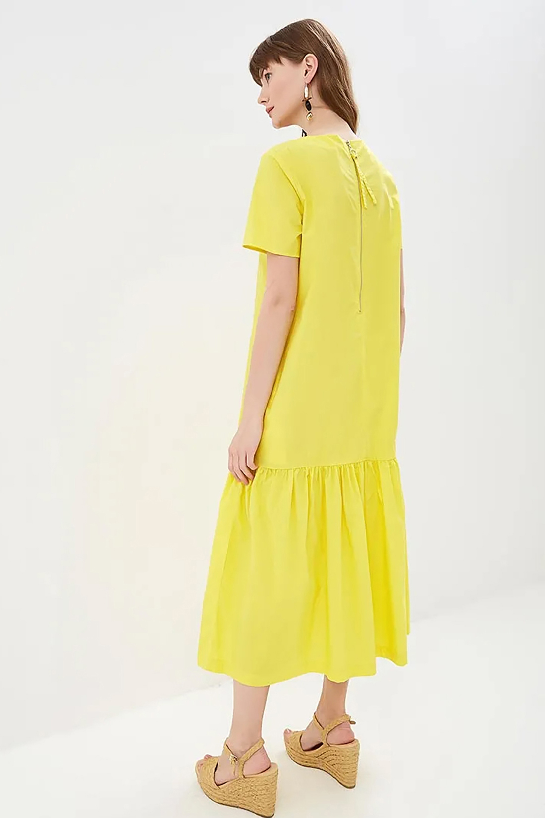 Платье-миди из хлопка (арт. baon B459054), размер XXL, цвет желтый Платье-миди из хлопка (арт. baon B459054) - фото 2